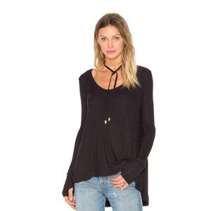 Free People Malibu Thermal Top Shirt Small Black